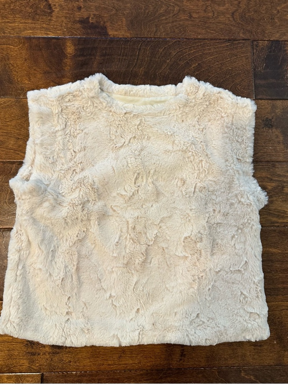 Maeve Cream Faux Fur Sleeveless Tank Top
